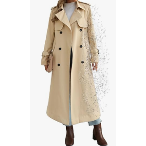Betusline Women's Waterproof Trench Coat Double Breasted Lapel Rain Coats for Women With BeltSize120