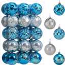 30ct Christmas Ball Ornaments Shatterproof Christmas Hanging Tree Decorative Balls for Party Holiday Wedding Decor Lakeblue Silver, 2.36", 60mm