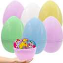 The Dreidel Company Jumbo Fillable Easter Eggs, Pastel Colorful Bright Plastic Easter Eggs with Hinge, Perfect for Easter Egg Hunt, Surprise Egg, Easter Hunt, 6" Fillable Eggs (12-Pack)