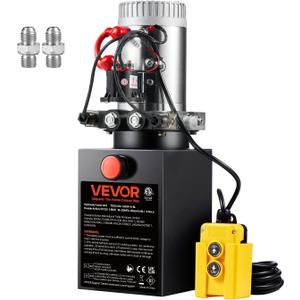 VEVOR 8 Quart Hydraulic Power Unit, Double Acting Dump Trailer Pump, 0.91 GPM Flow Rate, 3200 PSI Max Relief Pressure, DC 12V Hydraulic Pump for Dump Trailer Car Lifting