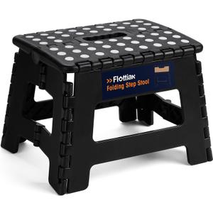 Flottian 11" Folding Step Stool for Adults and Kids Holds Up to 300 lbs,Non-Slip Folding Stools with Portable Handle, Compact Plastic Foldable Step Stool for Bathroom,Bedroom, Kitchen Sakura 