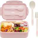 LOVINA Bento Boxes for Adults - 1100 ML Bento Lunch Box For Kids Childrens With Spoon & Fork - Durable for On-the-Go Meal, BPA-Free and Food-Safe Materials, Pink
