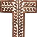 NIRMAN Mango Wood Religious Catholic Cross Wall Hanging Floral Carvings Living Room Home Dcor for Entryway Office Living Room (10" x 6" x 0.75")