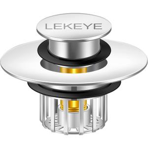 LEKEYE Tub Stopper | Shower Drain Hair Catcher | Pop-up Drain Stopper with Strainer | Bathroom Bathtub Plug | Drain Protector for 1-1/2 to 1-3/4" Bath Drain Hole - Pearl Chrome
