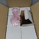 Glass Candlestick Holder, Striped Taper Candle Holders, Set of 6 Candle Stand for Table Centerpieces, Home Decor, Weddings, Festival and Parties (Pink Stripe Pattern)