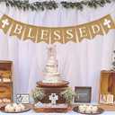 Blessed Burlap Banner Easter Communion Baptism Decorations for Boys Girls First Communion Confirmation Banner Garland Decor for Baby Shower Birthday Fireplace