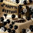 Black Happy Birthday Balloons Decorations Letters Balloons Banner, 16"