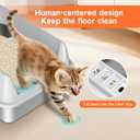 Stainless Steel Cat Litter Box, Odor Free Metal Litter Box with High Sides Lid, Open Top Low Entry Litter Pan Include Scoop Easy Cleaning Anti-Scratch Kitty Cat Box Anti-Urine Leakage, Non-Sticky