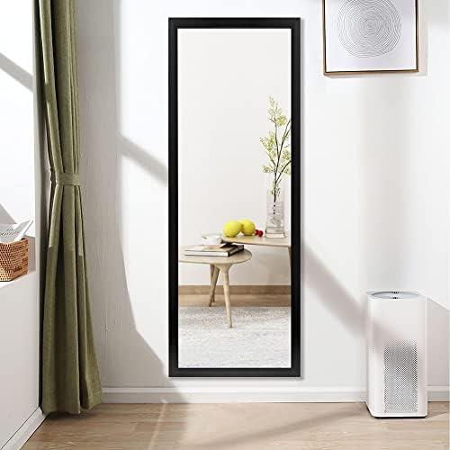 NeuType 44"x16" Wall Mounted Full Length Dressing Mirror, Polymer Frame, Black, No Stand