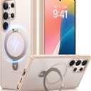 TORRAS Pale Apricot Magnetic for Galaxy S25 Ultra Case [Fit for Magsafe] Ring Stand, Shockproof Translucent Slim Protective Phone Cover for S25 Ultra, Apricot