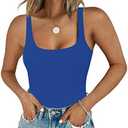 Chunpin Women's Square Neck Tank Bodysuit Sleeveless Tank Top Double Lined Body Suit Going Out Outfits Thong Bodysuits, Large
