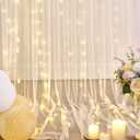 Champagne Tulle Backdrop Curtain with Lights String for Parites Wedding 5x8ft Champagne Sheer Backdrop Curtains for Bridal Shower Baby Shower Birthday Party Photo Booth Background Decorations