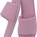 Women's Open Toe House Slippers Breathable Waffle Fabric Memory Foam | Cushioning Slip-On Summer Indoor Slippers Non-Slip TPR Sole Easy Care