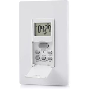 DEWENWILS Indoor in Wall Timer Switch for Light, Single-Pole,7 Day, 7 ON/Off Settings, DST RDM Mode, Programmable Digital Switch Timer for Lights, Fans, Motors, Neutral Wire Required, ETL Listed