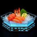 Lighted Ice Chilled Serving Tray with Ice Underneath for Parties Sashimi Shrimp Cocktail Chilled Party Platter Cold Food Buffet Server for Catering Serving Dish Veggie Drinks Fruit