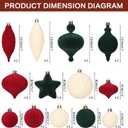 SY Super Bang 30PCS Velvet Christmas Ornaments Set, Flocked Shatterproof Assorted Hanging Xmas Tree Ball Decorations, for Home Party Holiday Decor, Coffee, Beige, Deep Green