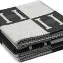Letter H Sofa Cover Blanket Plaid Soft Warm and Comfortable air Conditioning Blanket Travel Essentials Ladies Gift Bed Sofa Sheets Quilt Size 50x70 inches. (Black)
