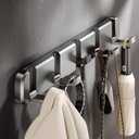 Coat Hook Wall MountModern Coat Rack Wall Mount,Folding Coat Hooks, Wall Hook Adhesive, Door,Bathroom Foyer, Bedroom Storage, Clothes Sorting hat Bag 5 Hook Foldable Hooks (Grey,5hook)