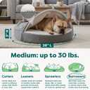 Furhaven 26" Round Orthopedic Dog Bed for Medium/Small Dogs w/ Removable Washable Cover, For Dogs Up to 30 lbs - Sherpa & Suede Snuggery - Gray, 26-inch