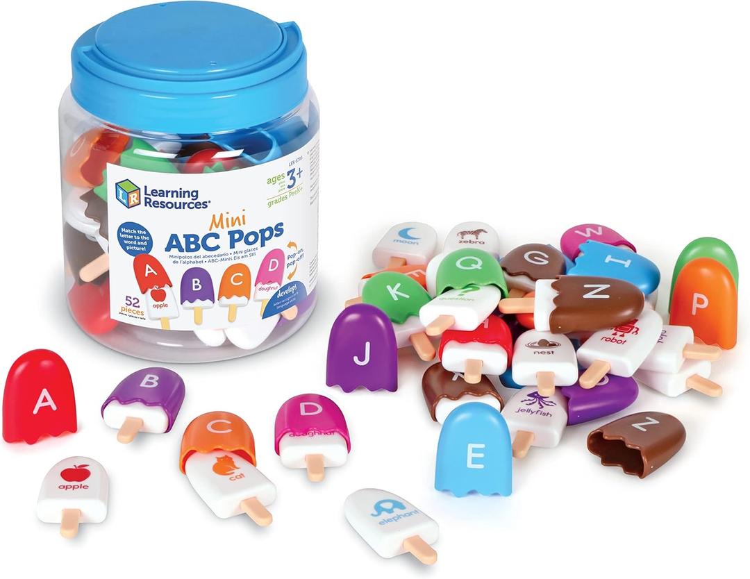 Learning Resources Mini ABC Pops  Alphabet Learning Toys, ABC Puzzle, Phonics Games for Toddlers, Fine Motor Toys, Play Food Set, Preschool Learning Activities, Sensory Bin Letters, Gifts for Kids