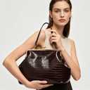 Kisslock Bag for Women Kiss Lock Purses and Handbags Leather Kisslock Shoulder Purse Trendy Tote Bag