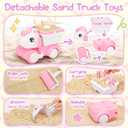 Tagitary Beach Toy Unicorn Sand Toys for Kids,Sand Castle Toys for Beach with Mesh Bag,Sand Shovels,Castle Kits,Sifters,Unicorn Watering Can and Truck,Beach Essential Outdoor Toys for Kids