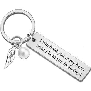 Memorial Keychain Sympathy Gifts for Loss of Loved One Remembrance Gift (Silver)
