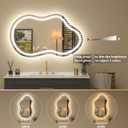 24x36 Inch Asymmetrical LED Bathroom Mirror, Irregular Cloud LED Lighted Vanity Mirror with Lights for Wall, Anti-Fog, Dimmable, 3 Colors, Memory (Horizontal/Vertical)