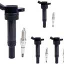 muge racing 4-Pack Ignition Coil UF651 and Iridium Spark Plugs C1804 Compatible with Hyundai Elantra 2011-2016 1.8L, Kia Soul 2012-2018 2.0L, Replaces 5C1861 9723 GN10633 9686 50146