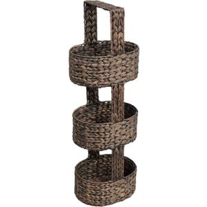 happimess Riverbend 3-Tier Water Hyacinth Storage Tower 35.5", Brown, 11.81" W x 9.45" D x 35.43" H