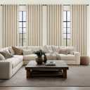 Natural Melange Linen Semi Sheer Curtains & Drapes 84 Inch Length 2 Panels Set for Living Room,Warm Beige Pleated Light Filtering Thick Cortinas Para Sala Privacy Window Burg Decor 52"Wx84"L,Tiebacks