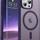 SUPFINE Magnetic for iPhone 15 Pro Case (Compatible with MagSafe) (Military Grade Drop Protection) Translucent Matte Shockproof Phone Case, Dark Purple