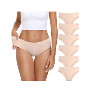 coskefy Women's Underwear Cotton Hipster Panties Low Rise Briefs Soft Strench Breathable Ladies Bikini Underwear 6 Pack Small