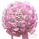 6.3" Pink Bridal Wedding Bouquet Round Bling Brooch Bouquet Throw Toss Artificial Rose Flower Bunch for Bride Bridesmaid Wedding Quinceanera