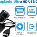 USB Camera 4K 12 Megapixels USB Webcam 1080P 120fps High Speed Golf Swing Cam with 3X Manual Optical Zoom Lens Close up PC Computer Plug and Play for Live Streaming Industrial Project Meeting