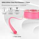 IEMAI Transparent PLA Filament 1.75mm, Clear Glitter Rose Red, Sparkling 3D Printer Filament Up to 600mm/s Printing, 1kg Spool for Artistic Creations & Home Decor