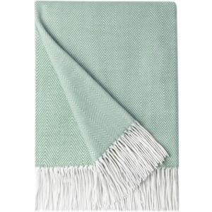BOURINA Herringbone Tone Throw Blanket Faux Cashmere Fringe Soft Lightweight Cozy for Bed Couch Decorative Throws Blanket, Green, 50" x 60"