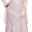 Alex Evenings Women's Long Sleeveless Mother of the Bride Dress with Shawl (Pink, S)