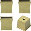 Geesatis 4 pcs Table Foot Cover Cap 1 x 1 inch Square Furniture Leg Cover Floor Protector Table Chair Sofa Feet Cover, Gold, Zinc Alloy