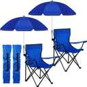 2 Pack Beach Chair with Umbrella for Adults Universal Clamp Folding Lightweight Adjustable Backpack Sling Beach Camping Chair with Cup Holder for Sand Camping Travel Outdoor Pool
