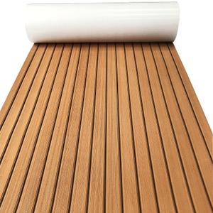 KXKZREN Boat Flooring EVA Foam Decking Sheet Faux Teak Marine Mat Marine Carpet Cooler Tops Non-Slip Self-Adhesive Flooring for Motorboat RV Yacht Kayak Swim Platform 94" x 47"/44"/35"/23"/16" (Brown With Black Seam Lines)