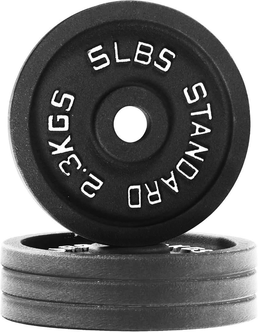 Fitvids 1 Inch Standard Barbell Weight Plates, 2.5 LB to 45 LB Plates for Home Gym Strength Training, Deep Grip Edge