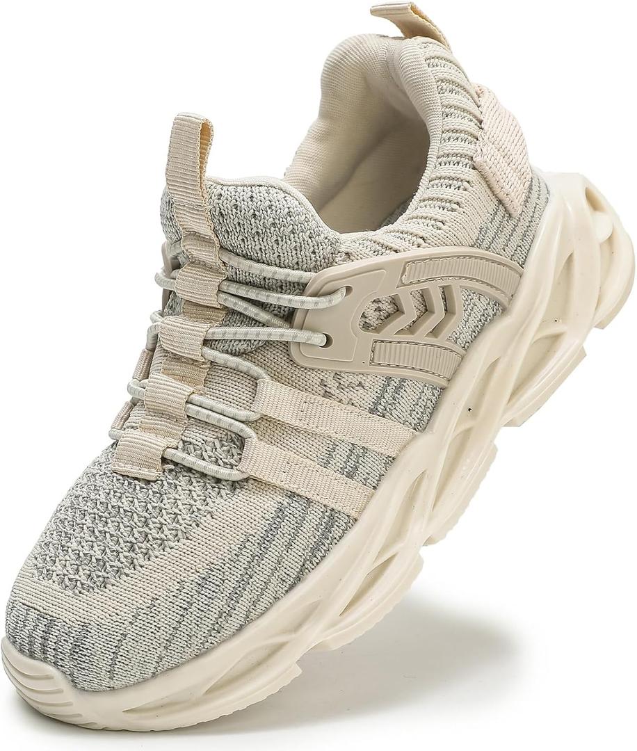 DADAWEN Toddler/Little Kid Boys Girls Lightweight Breathable Sneakers Strap Athletic Tennis Shoes for Running Walking (Beige-169)
