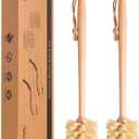 DEBETOOL 2-Pack Natural Wooden Bottle Brush with Sisal Bristles, Long Handle Bottle Brush Cleaner for Wide Mouth Jars, Water Bottles, Cups, Glasses, Baby Bottles (Non-Scratch)