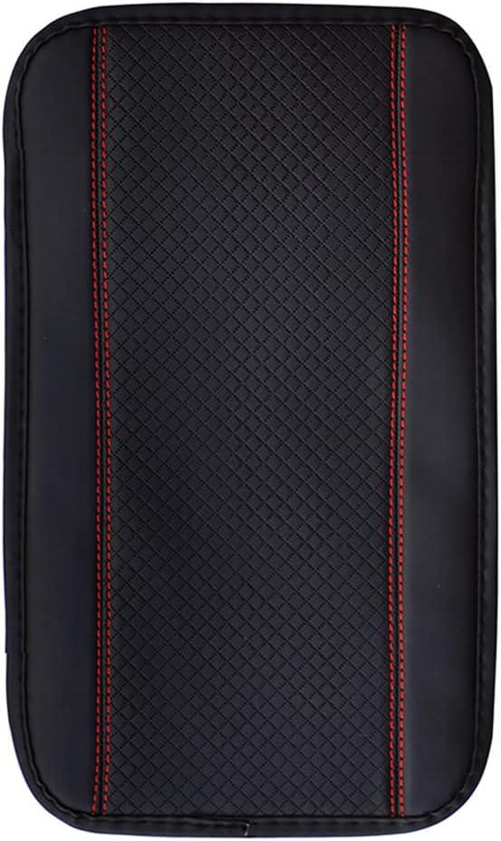 Leather Car Armrest Pad Covers Universal Center Console Auto Seat Armrests Box Pads Armrest Storage Protection Cushion (Black red)