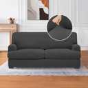 molasofa T Cushion Loveseat Slipcover with 2 Individual T Cushion Shape Seat Covers for Home Dcor, 3 Pieces Stretchable, Washable, Non-Pilling, Non-Slip Loveseat Covers (Loveseat,Dark Gray)