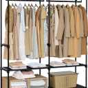 Clothes Rack, Portable Closet, 54.3 Inch Large Capacity Wardrobe Closet, Clothes Storage Organizer with Shelves and 2 Hanging Rods, Easy to Assembly, Black PCT002B01