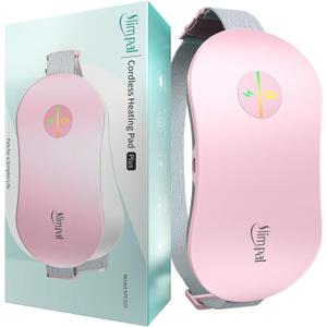 Slimpal Menstrual Heating Pad for Cramps, Portable Cordless for Period Pain Relief, Electric Wearable Heat Belt, Up to 11 Hours Constant Working, Gifts for Women Girls, Pink