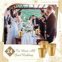 Layhit 24 Pcs Plastic Ice Buckets for Parties 3 Liters Wine Bucket Portable Ice Holder Disposable Wine Cooler for Party Wedding Party Beverages Champagne Soda and Beer (Gold)