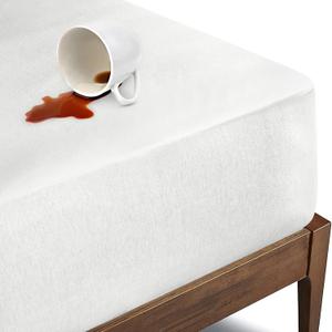 Bioweaves Organic Cotton Jersey Waterproof Mattress Protector Queen | 60" x 80" | GOTS Certified Mattress Cover with Jersey Cotton Skirt, Breathable & Noiseless Top Layer, 17 Inch Deep Pocket, White